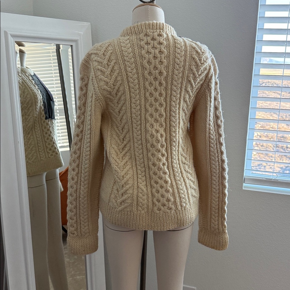 Cream Cable Knit Sweater With Patchwork Detail - image 4